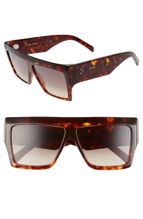 celine brown square sunglasses|celine 60mm flat top sunglasses.